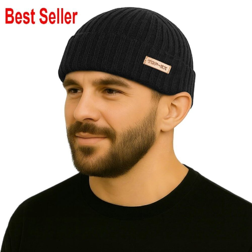 Merino Wool Fisherman Beanie Classic Warm Winter Knit Hat Unisex Versatile